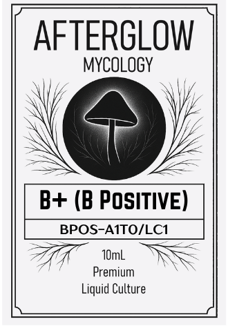 Afterglow Mycology B Positive label