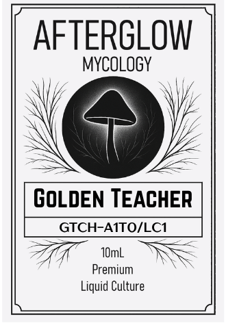 Afterglow Mycology Golden Teacher label